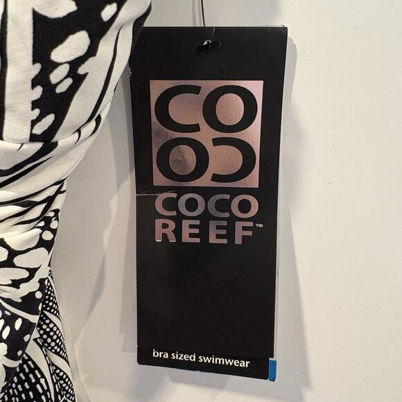 NWT Coco Reef Black White Tropical Print Piece Swimsuit Womens Size 36D (725) - Picture 3 of 7